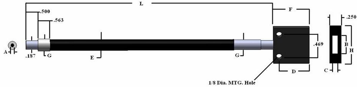 Single flexible fiber optic LineLight , length=48 in. active fiber diameter 0.382 X 0.032 in. PVC mo
