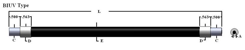 Single Industrial Grade Quartz fiber optic, length=24 in. active fiber diameter 0.250. PVC monocoil