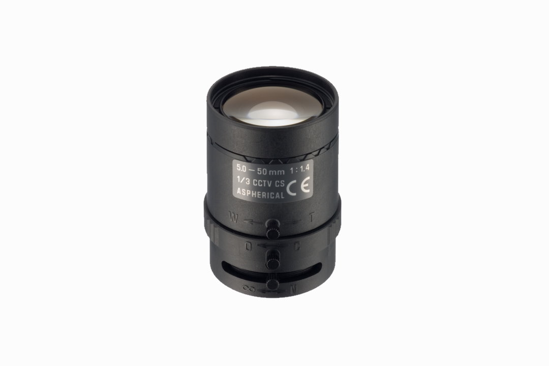 CS-Mount Megapixel Vari-Focal  Lens  1/3"  5-50mm F/1.4-C, manuel focus & zoom